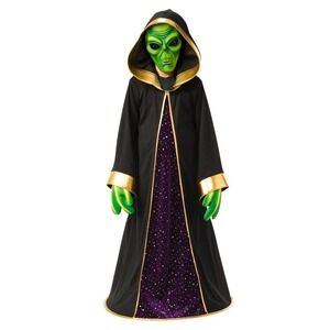 Way‎ to Celebrate Boys Alien Costume Mask Robe Gloves Hoop Size M 8 Halloween